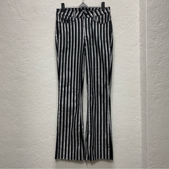 Paige Colette High-Rise Crop Flare Silver Stripe Jeans size 25 - Picture 6 of 13